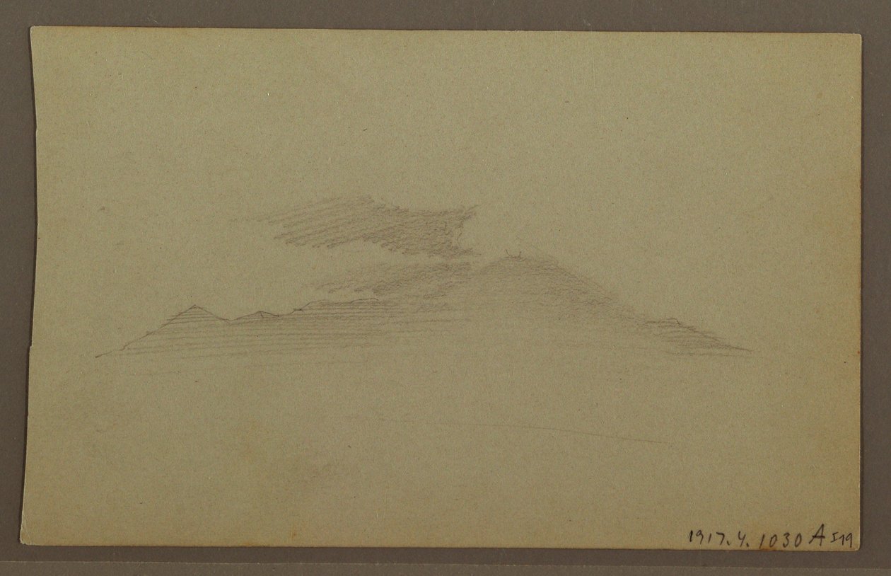 Tekening, bergketen, wolk door Frederic Edwin Church