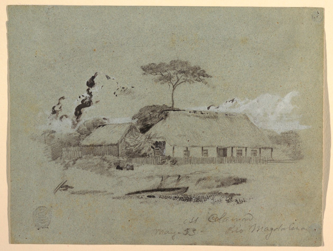 Huis en schuur, Calamar, Colombia door Frederic Edwin Church