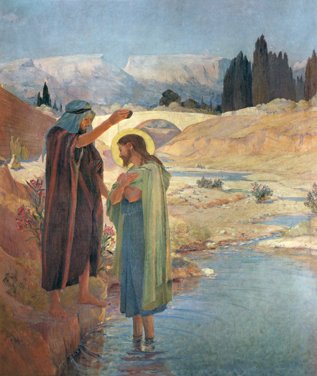 De doop van Christus in de wateren van de Jordaan, 1917 door Frederic Montenard