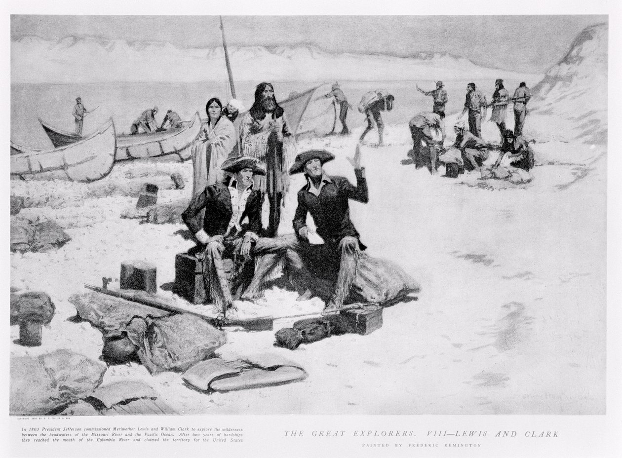 Lewis en Clark bij de monding van de Columbia River, 1805, uit 