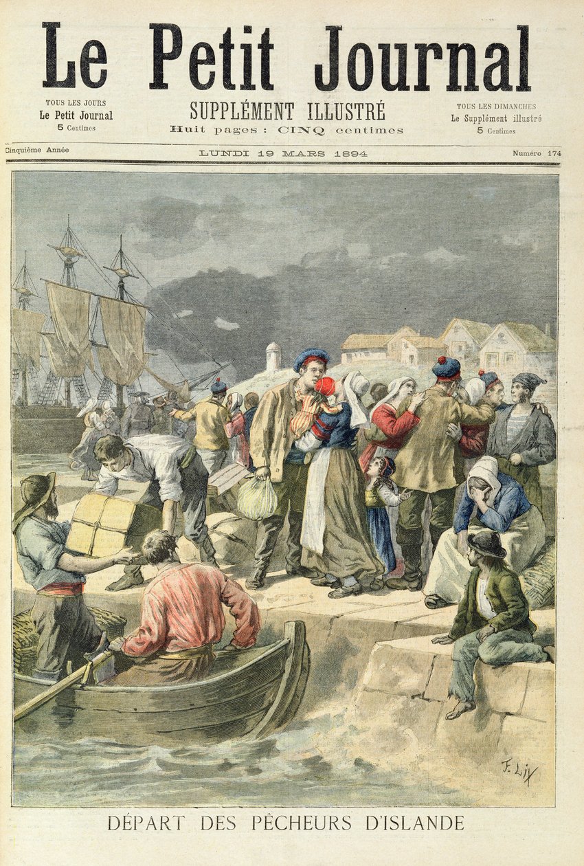 Vertrek van de IJslandse vissers, illustratie uit 