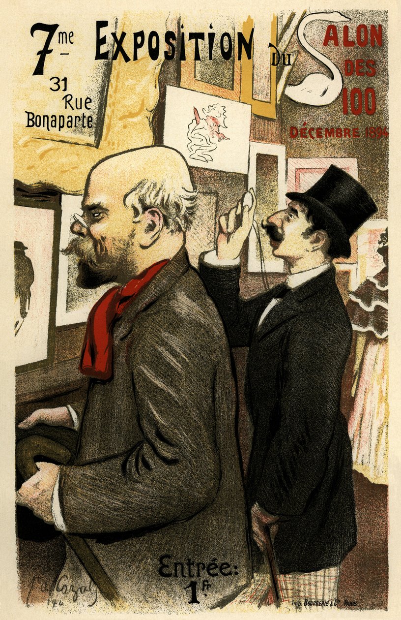 7e Expositie van de Salon des 100 December 1894 Poster, 1894 door Frederic Auguste Cazals
