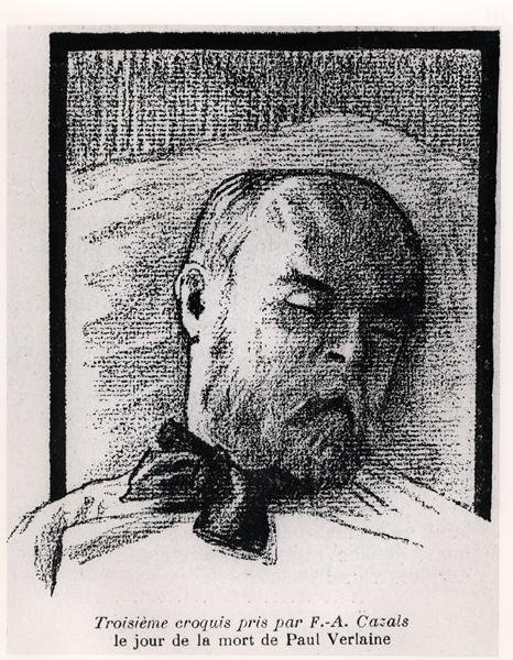 Schets van Paul Verlaine op zijn sterfbed, uit 