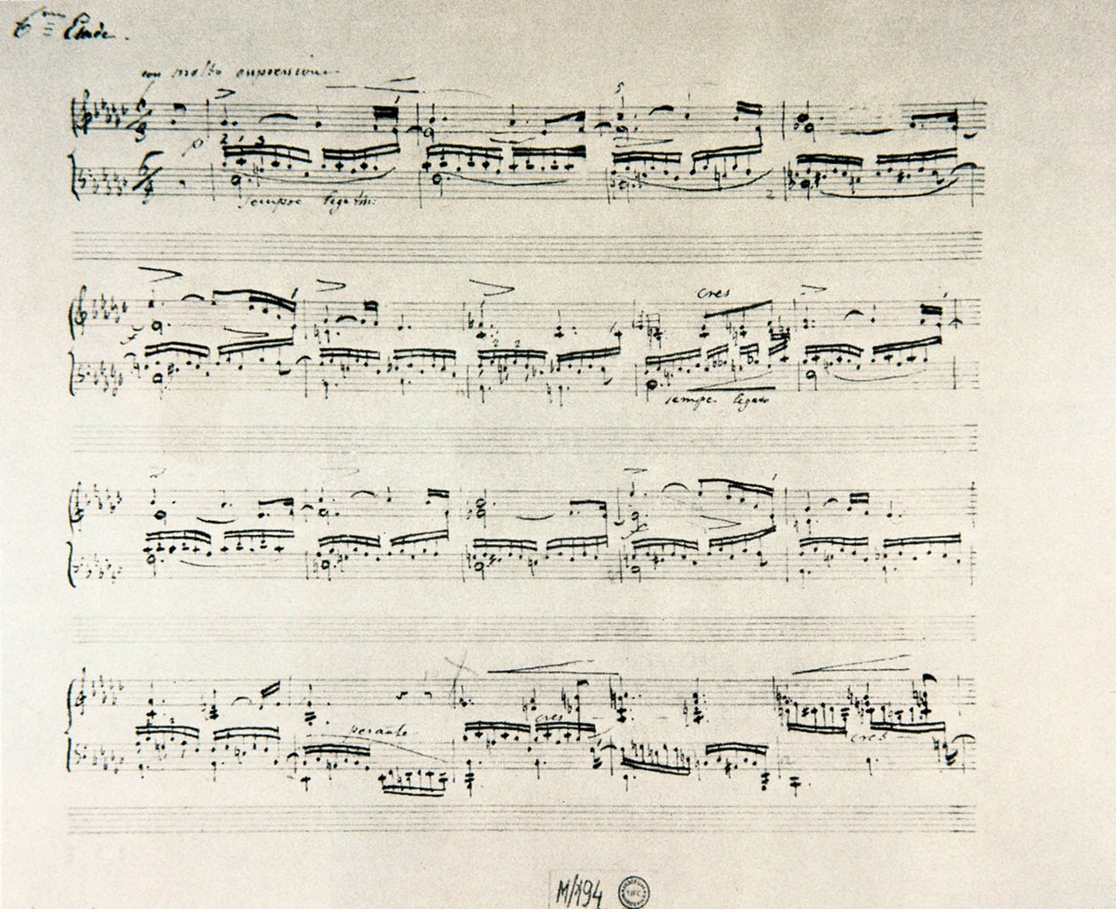 Partituur van "Etudes voor piano opus 10" door de Poolse componist Frederic Chopin (1810-1849) door Frederic Chopin