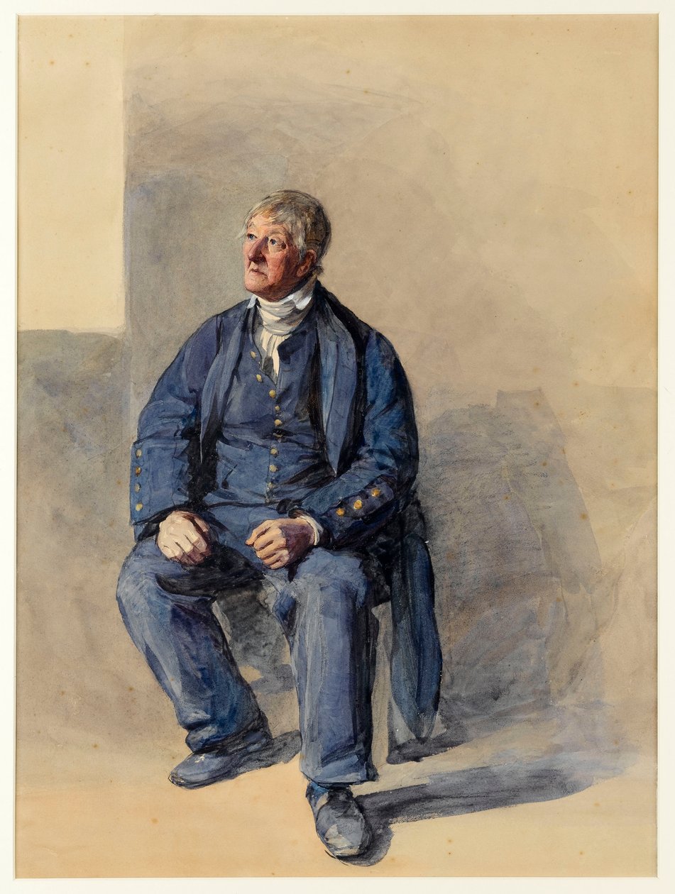 Portret van John Lovell, 70 jaar. Schipper op de Theems als Greenwich-pensionaris door Frederic Cruikshank