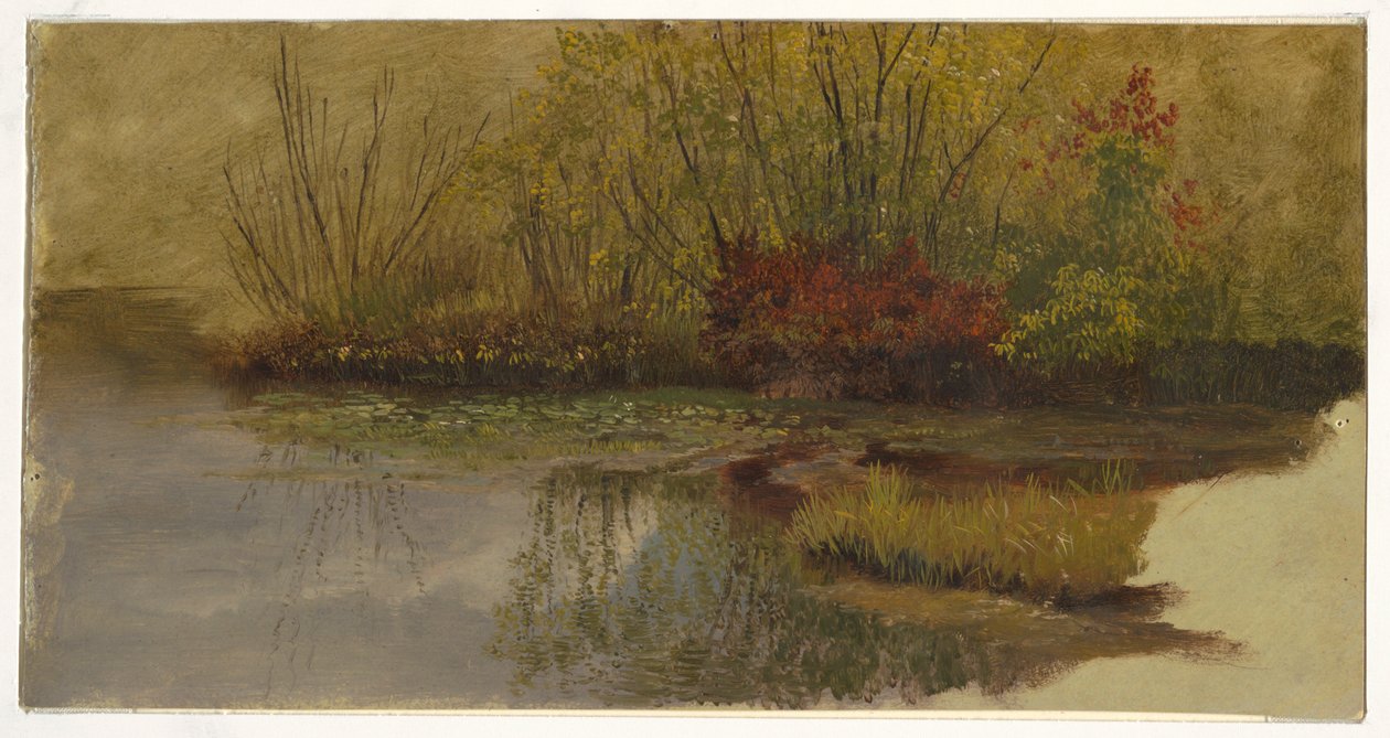 Een hoek van een vijver door Frederic Edwin Church