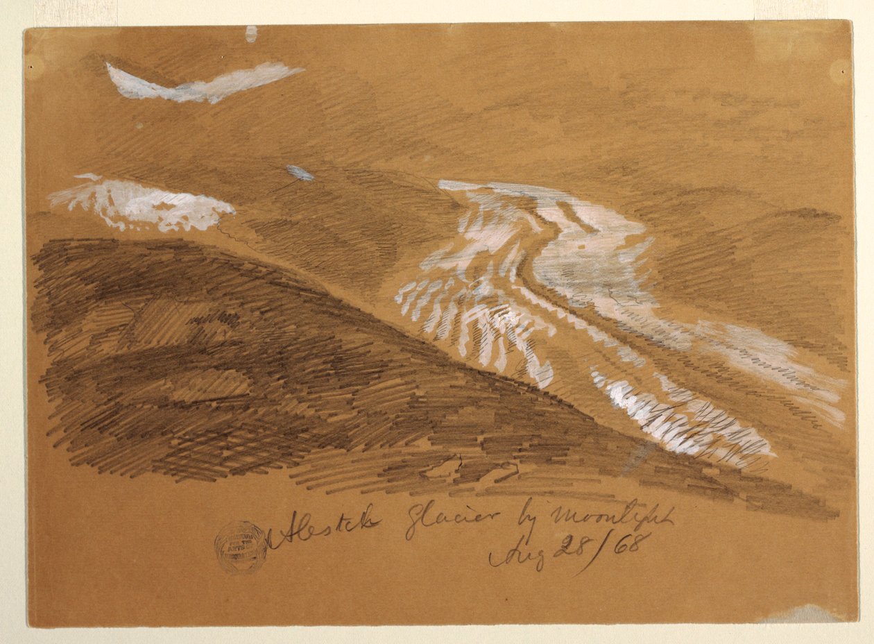 Aletschgletsjer bij maanlicht, Berner Alpen, Zwitserland door Frederic Edwin Church