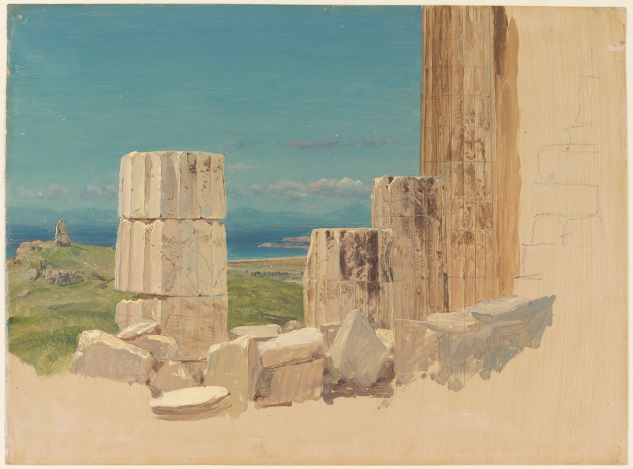 Gebroken zuilen, uitzicht vanaf het Parthenon door Frederic Edwin Church