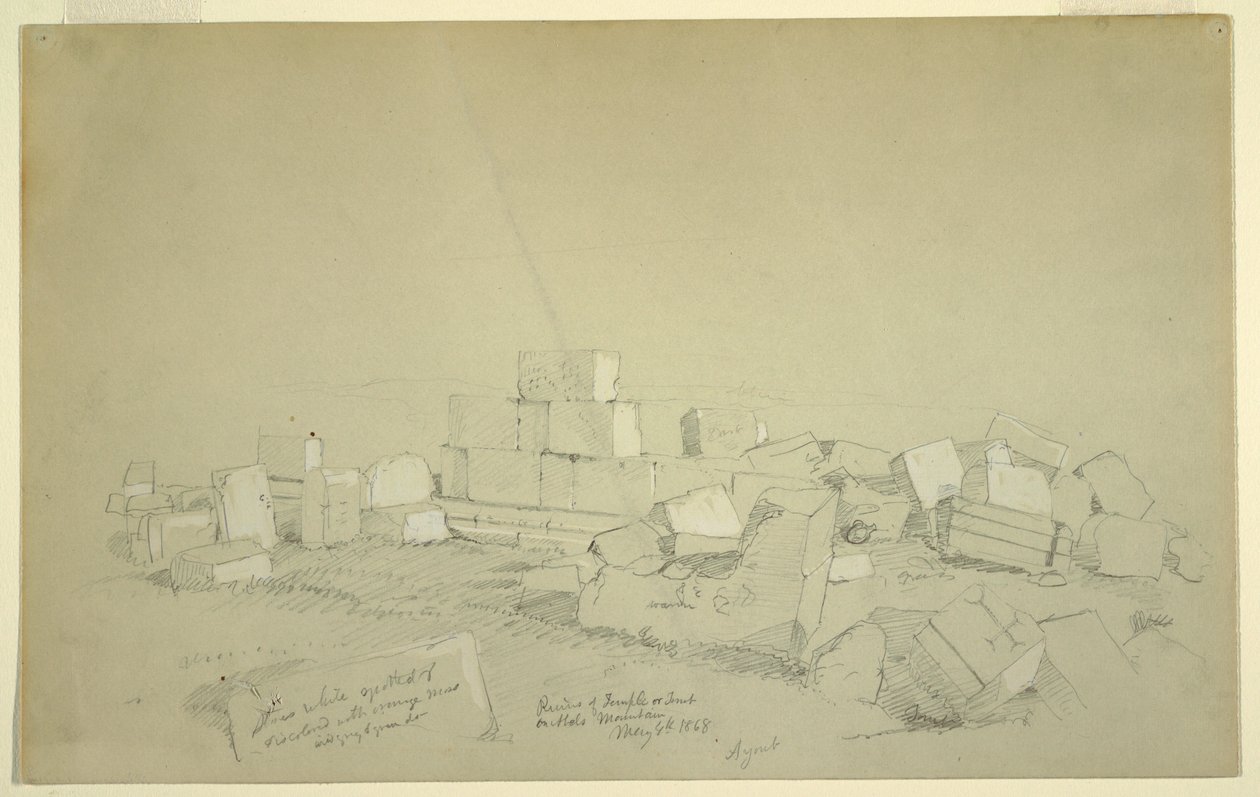 Tekening, Abels graf op berg boven Suk Wadi, 4 mei 1868 door Frederic Edwin Church