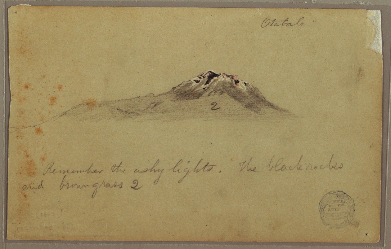 Tekening, Andesgebergte (Cayambe ), Otavalo, Ecuador, augustus of september 1853 door Frederic Edwin Church