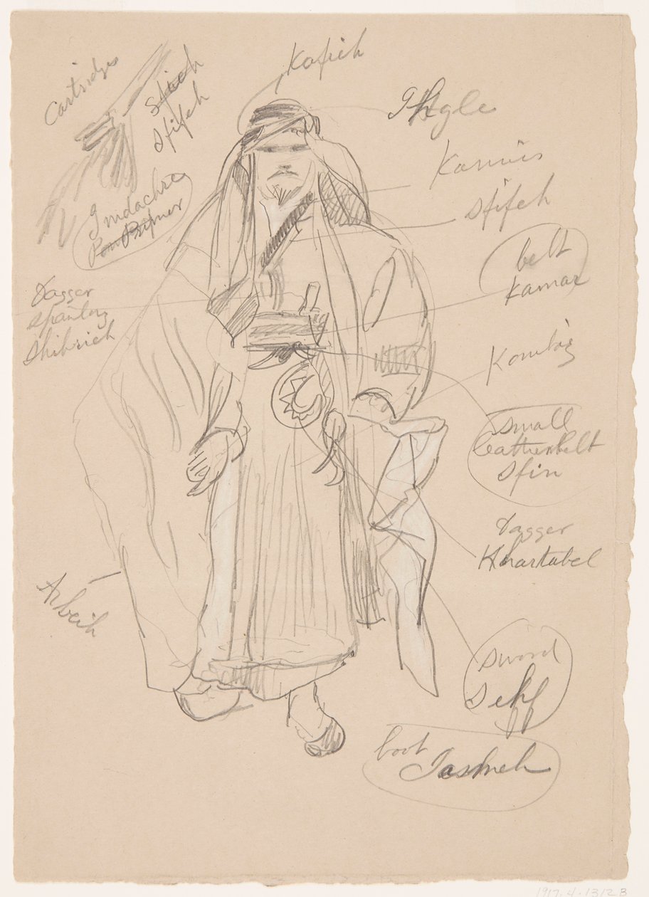 Tekening, Arabische man, waarschijnlijk februari 1868 door Frederic Edwin Church