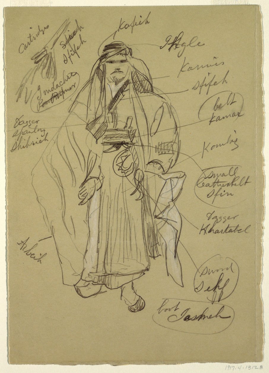 Tekening, Arabische man, waarschijnlijk februari 1868 door Frederic Edwin Church