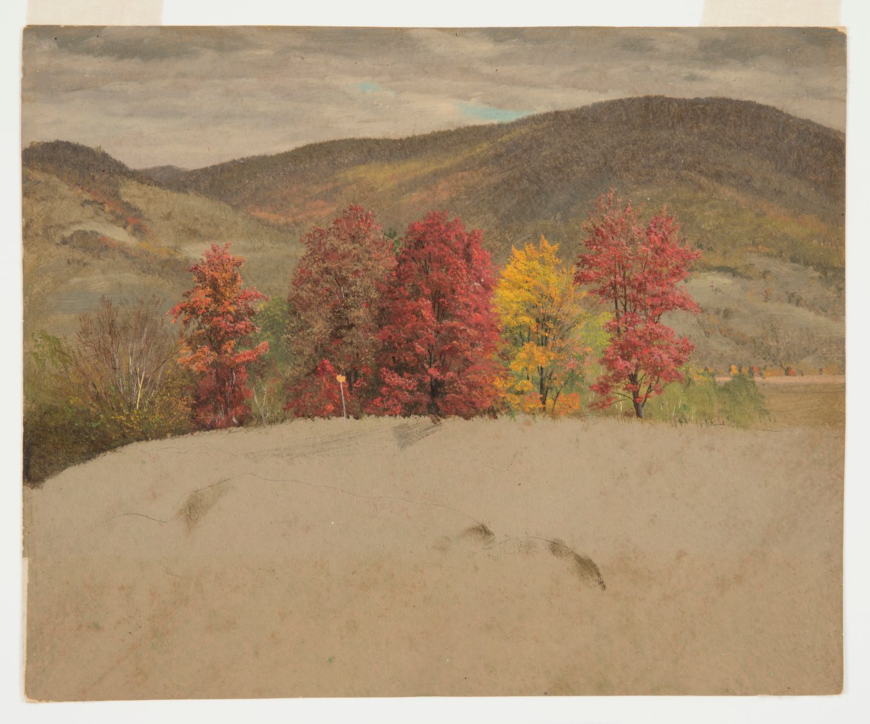 Tekening, Herfstlandschap in New England, waarschijnlijk oktober 1865 door Frederic Edwin Church