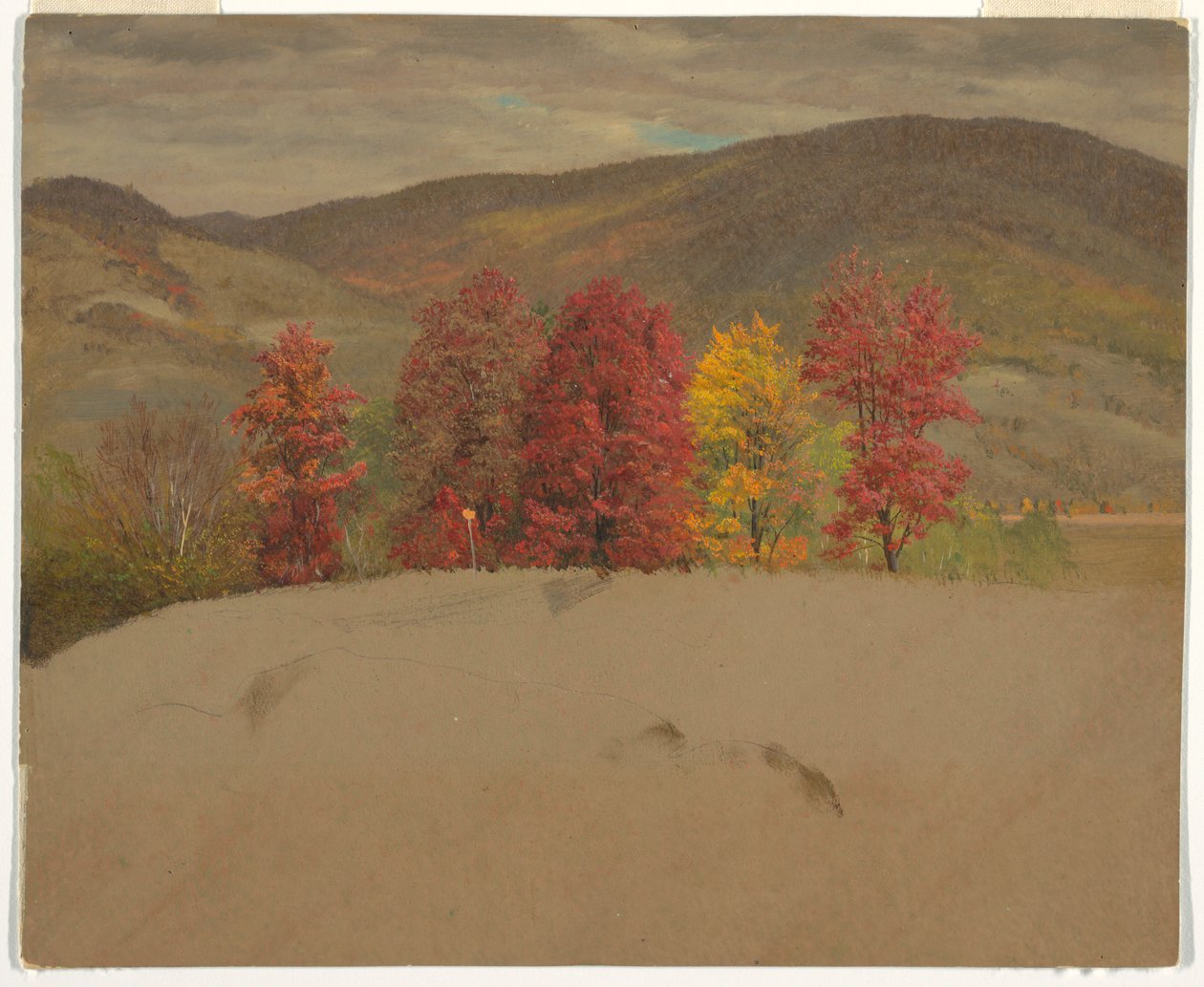 Tekening, Herfstlandschap in New England, waarschijnlijk oktober 1865 door Frederic Edwin Church