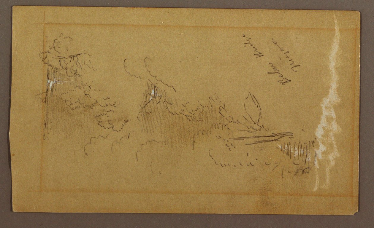 Tekening, Onder de brug, Niagara River, New York, mogelijk 1858 door Frederic Edwin Church