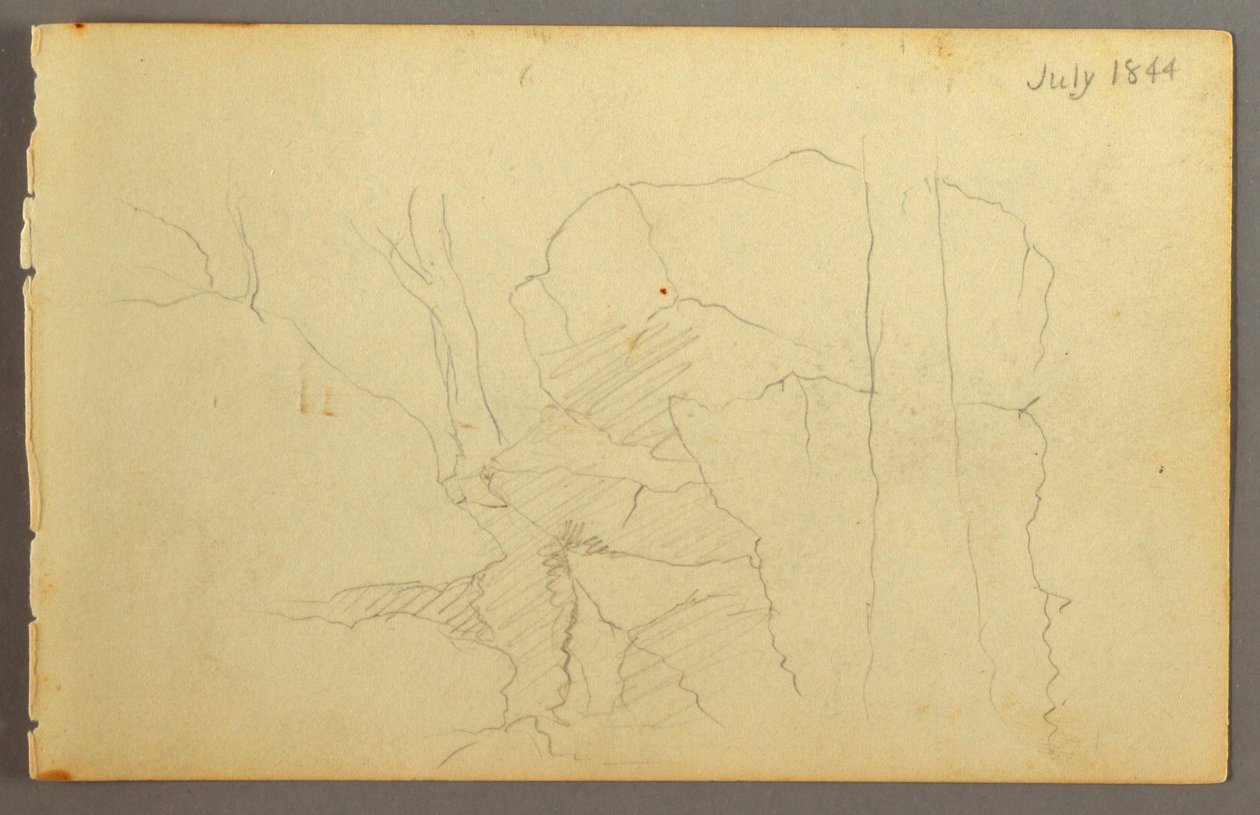 Tekening, Keien tussen bomen, 1844 door Frederic Edwin Church