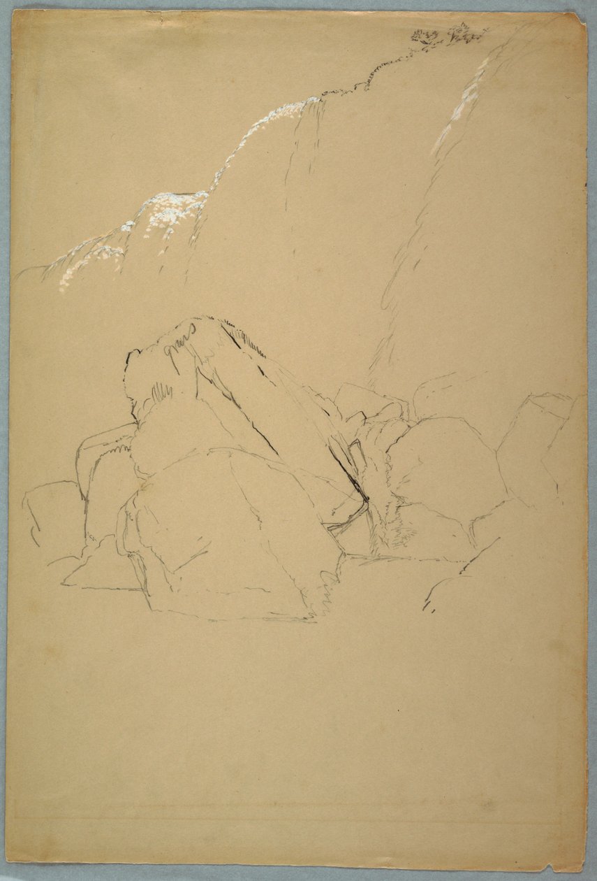 Tekening, Keien, de Canadese Bank, 1858 door Frederic Edwin Church