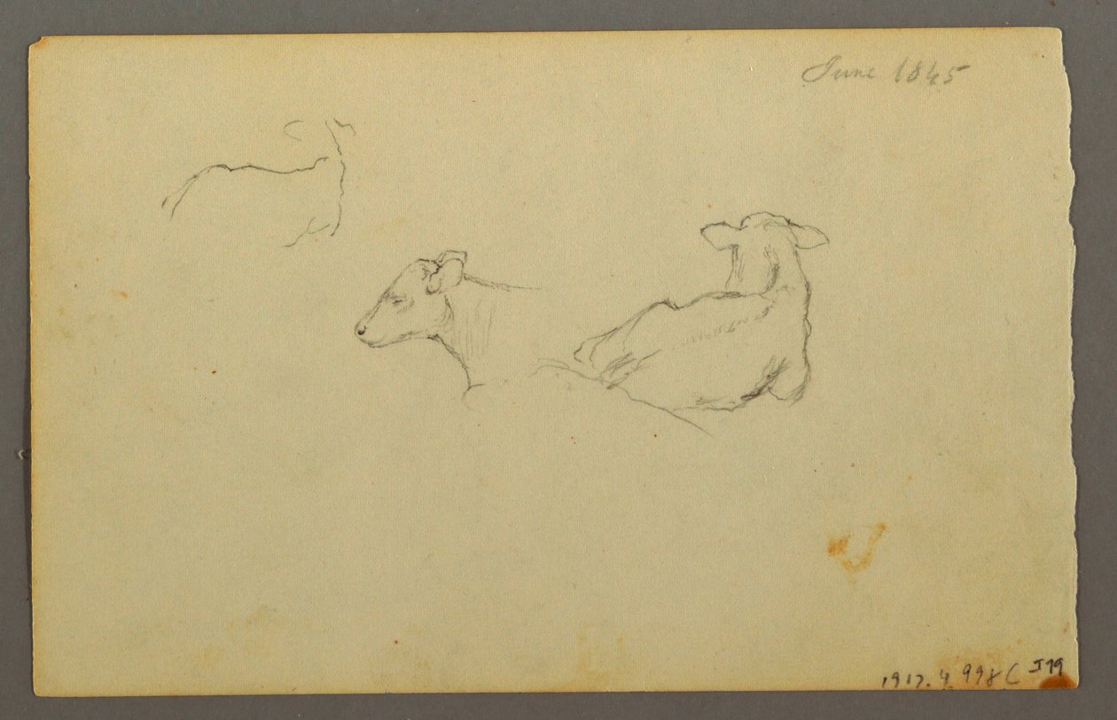 Tekening, Jongen leunend op een zak, hoed, 1844 door Frederic Edwin Church