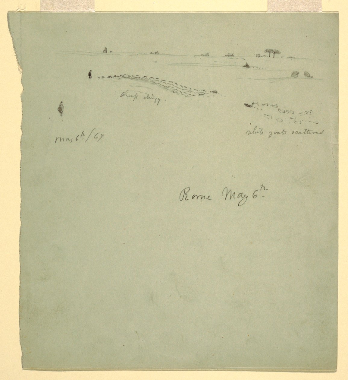 Tekening, Campagna, Rome, Italië, 6 mei 1869 door Frederic Edwin Church