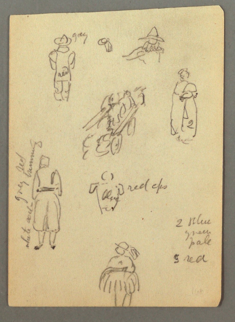 Tekening, kar, figuurstudies, mogelijk 1868 door Frederic Edwin Church