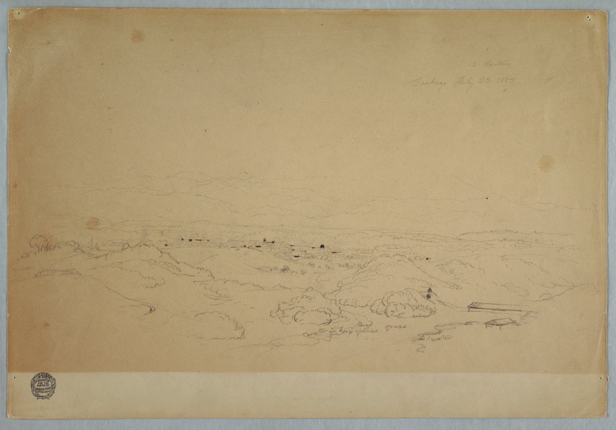 Tekening, Cartago, Colombia, 23 juli 1853 door Frederic Edwin Church