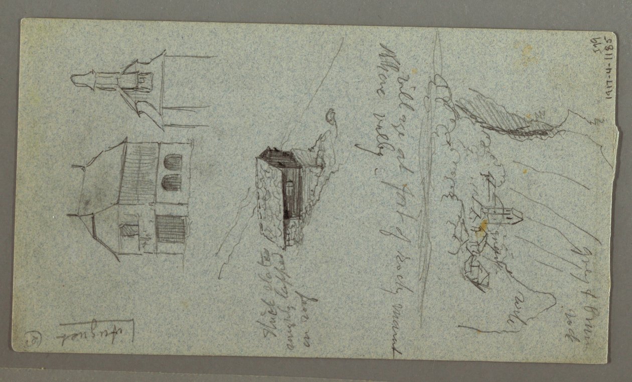 Tekening, Cascade, waarschijnlijk Konigssee, Beieren, 1868 door Frederic Edwin Church