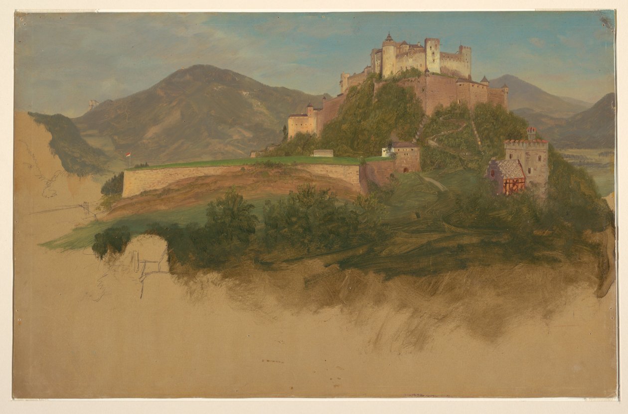 Tekening, Kasteel van Salzburg, Oostenrijk, 1868 door Frederic Edwin Church