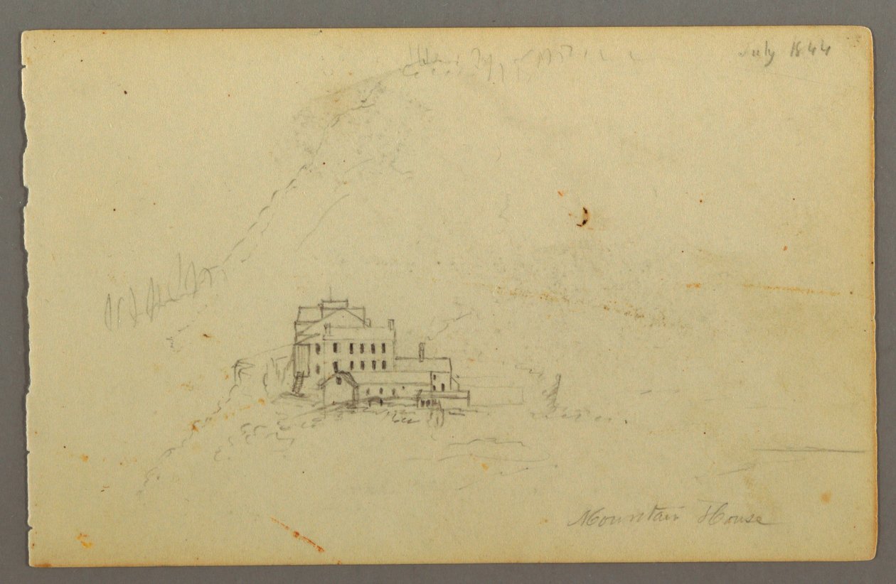 Tekening, Catskill Mountain Huis, 1844 door Frederic Edwin Church