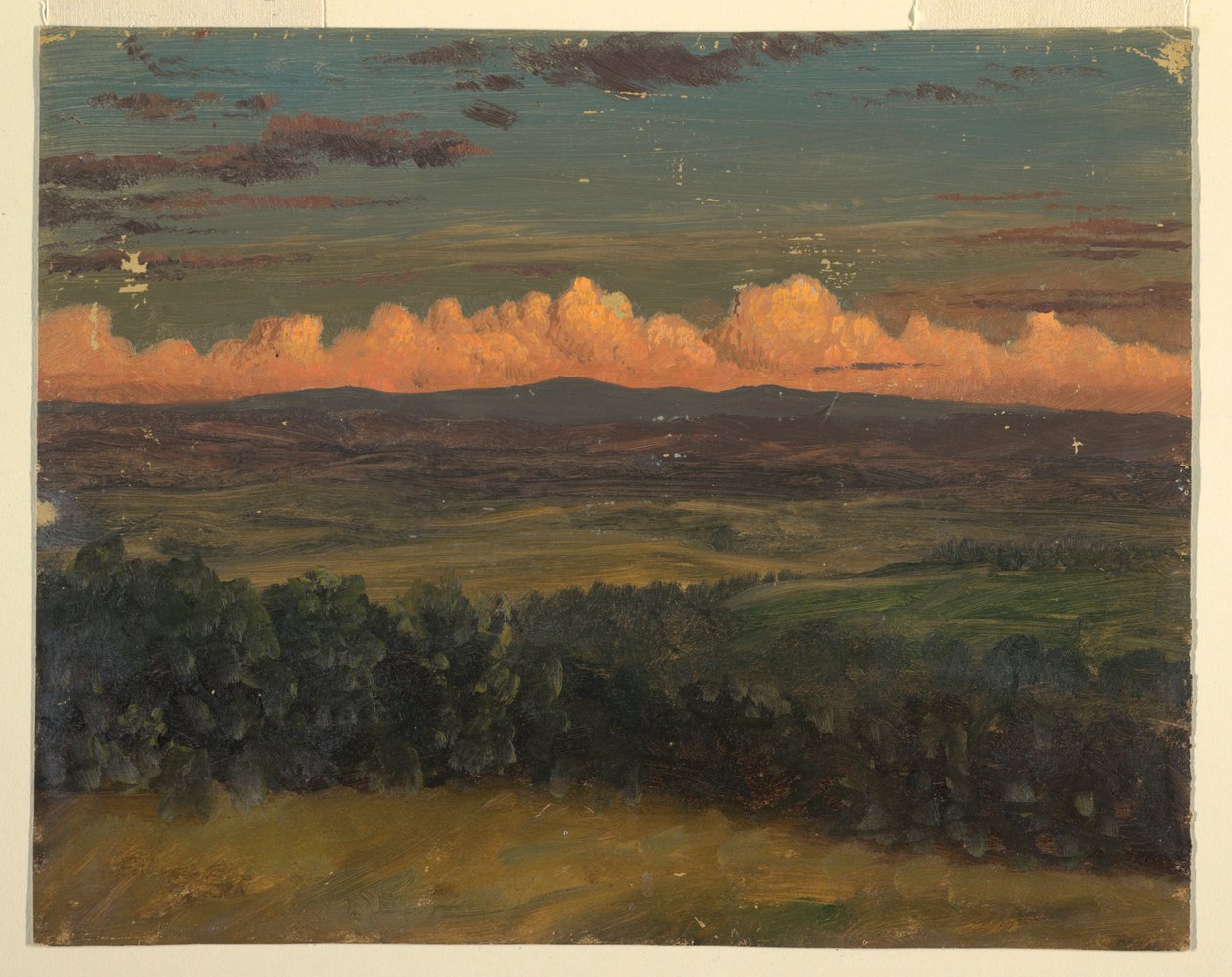 Tekening, Catskills vanaf Hudson, New York, 1870-80 door Frederic Edwin Church