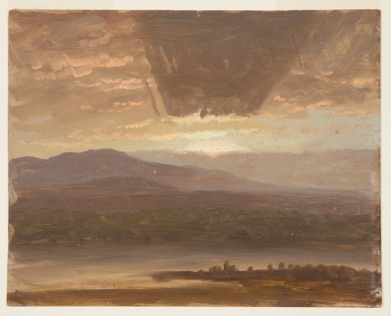 Tekening, Catskills vanaf Hudson, New York, 1870 door Frederic Edwin Church