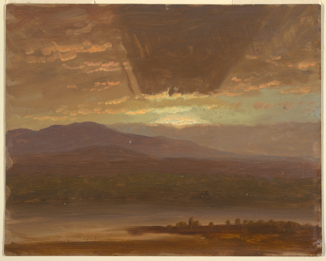 Tekening, Catskills vanaf Hudson, New York, 1870 door Frederic Edwin Church
