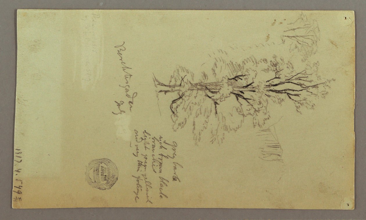 Tekening, Schoorstenen, Watervallen, Figuur, etc., juli mogelijk 1868 door Frederic Edwin Church