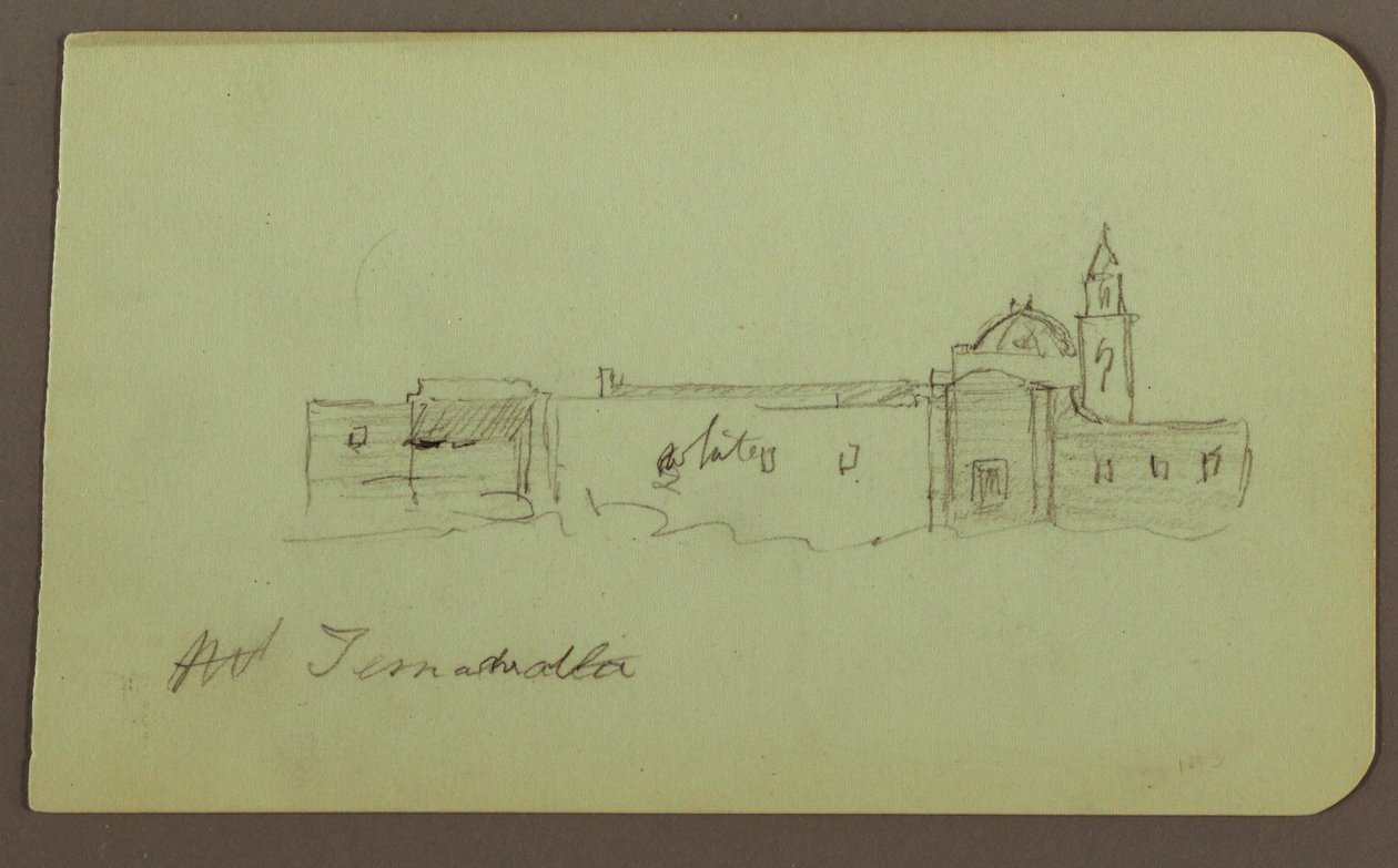 Tekening, Kerk; Verso: Berglandschap, "Taluca", 1883 door Frederic Edwin Church