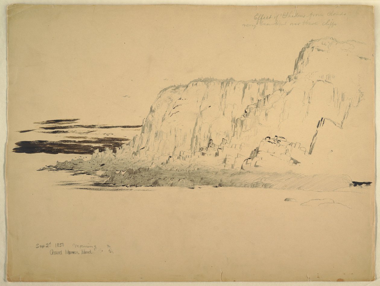 Tekening, Kliffen, september 1851 door Frederic Edwin Church