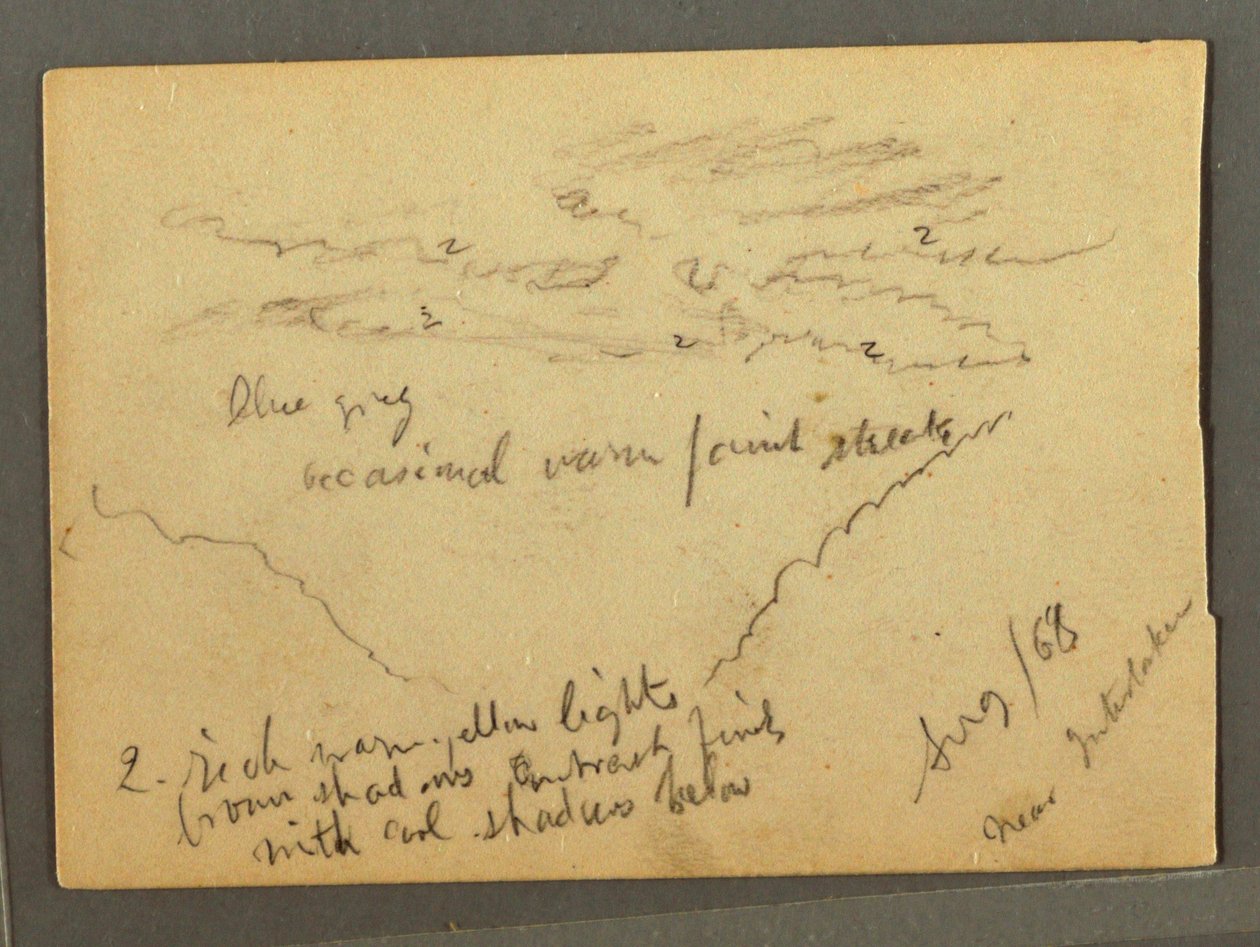 Tekening, Jungfrau met wolkendek, Interlaken, Zwitserland, augustus 1868 door Frederic Edwin Church