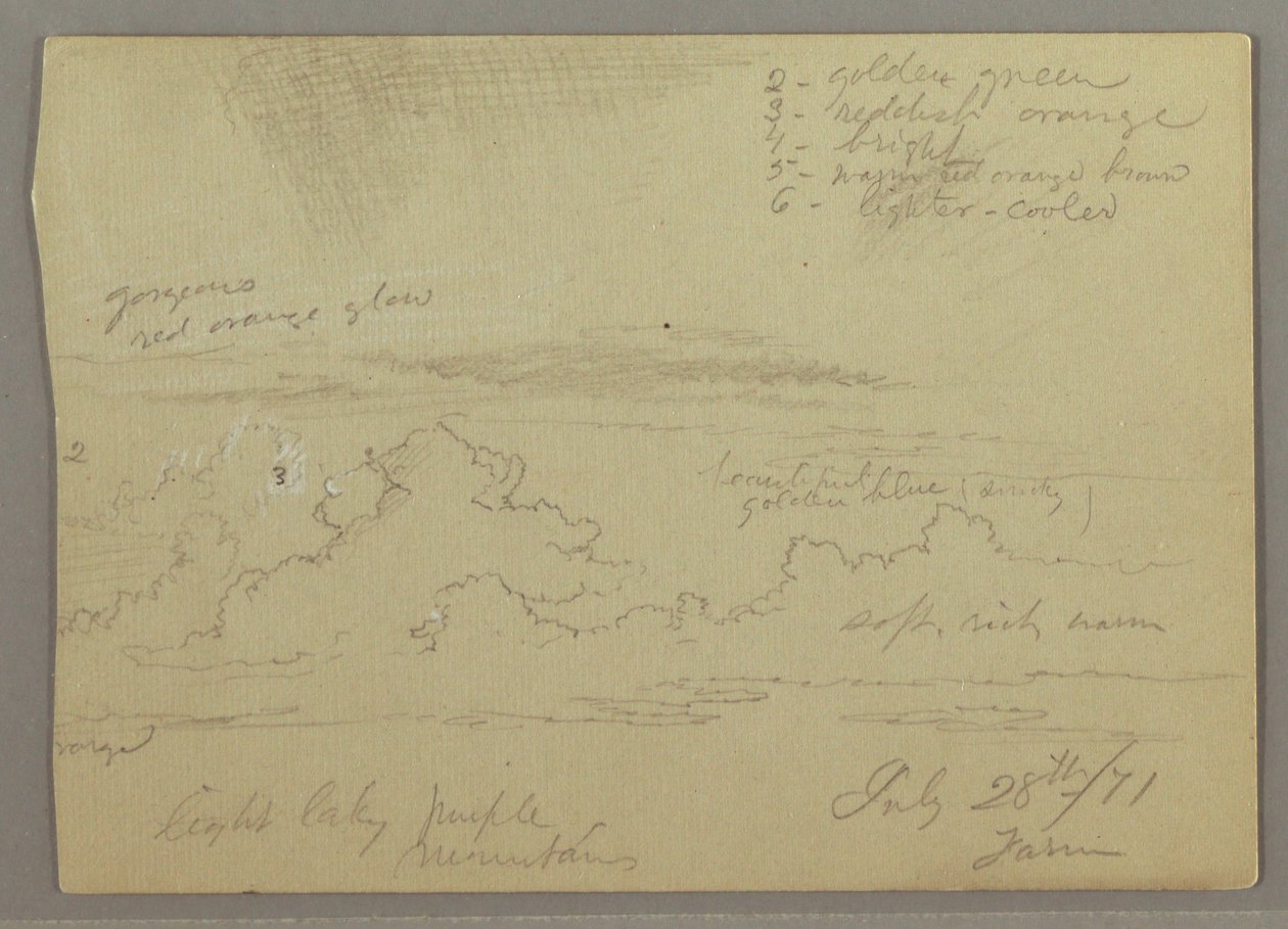 Tekening, Wolkenstudie, 28 juli 1871 door Frederic Edwin Church