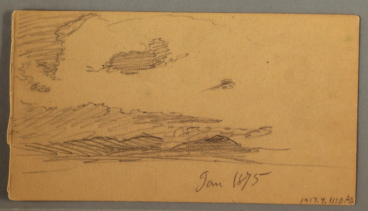 Tekening, Wolk boven heuvels, mogelijk 1875 door Frederic Edwin Church