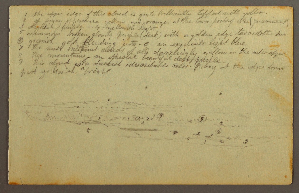 Tekening, Wolkenstudies, mogelijk 1844 door Frederic Edwin Church