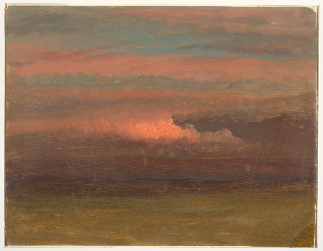 Tekening, Wolkenstudie bij zonsondergang, 1860-70 door Frederic Edwin Church