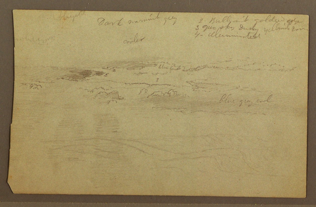 Tekening, Wolkenstudie boven heuvels, jaren 1860 door Frederic Edwin Church