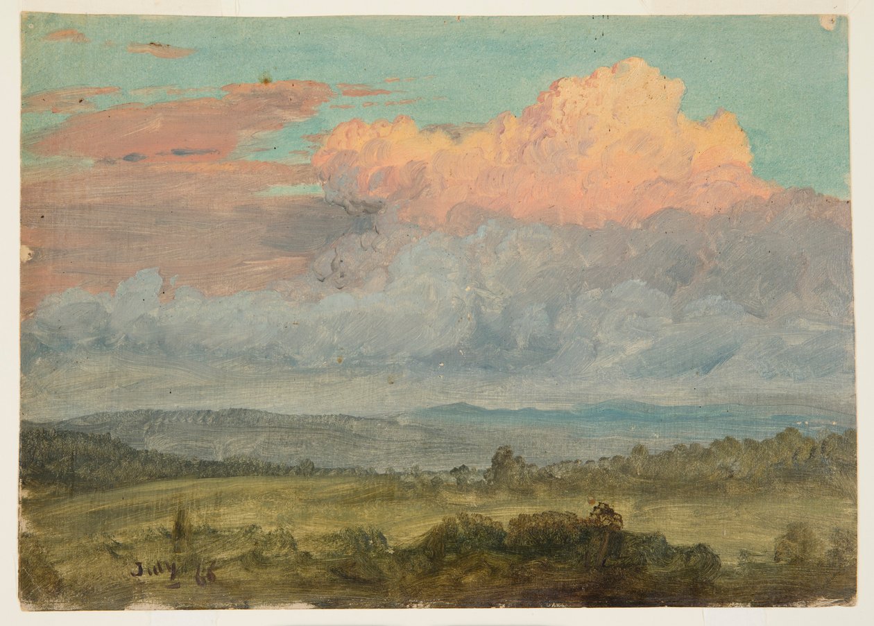 Tekening, Wolken, Hudson-vallei, New York, juli 1866 door Frederic Edwin Church