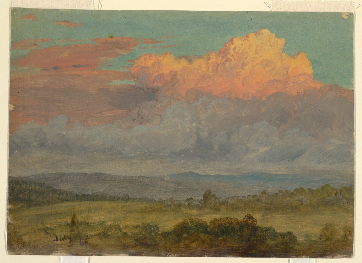 Tekening, Wolken, Hudson-vallei, New York, juli 1866 door Frederic Edwin Church