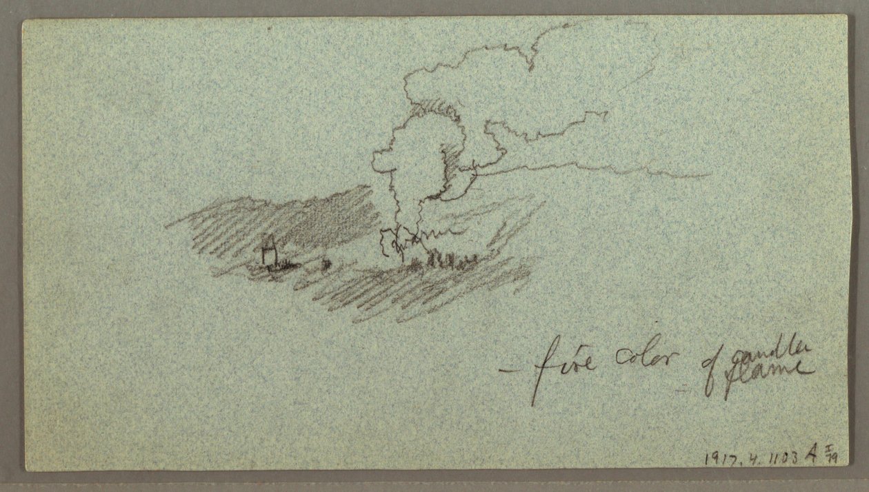 Tekening, Wolken boven heuvelrug, laagstaande zon, mogelijk 1874 door Frederic Edwin Church
