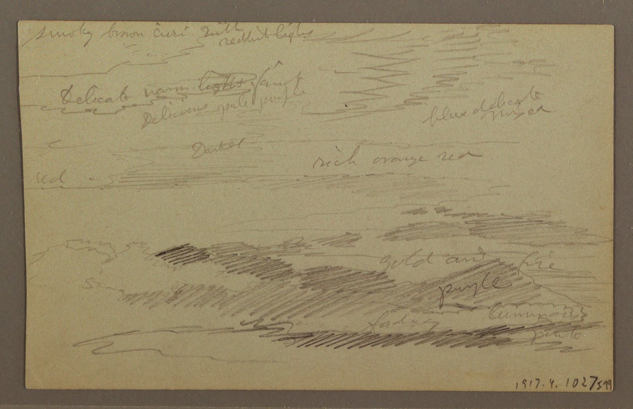 Tekening, Bewolkte lucht, mogelijk jaren 1860 door Frederic Edwin Church