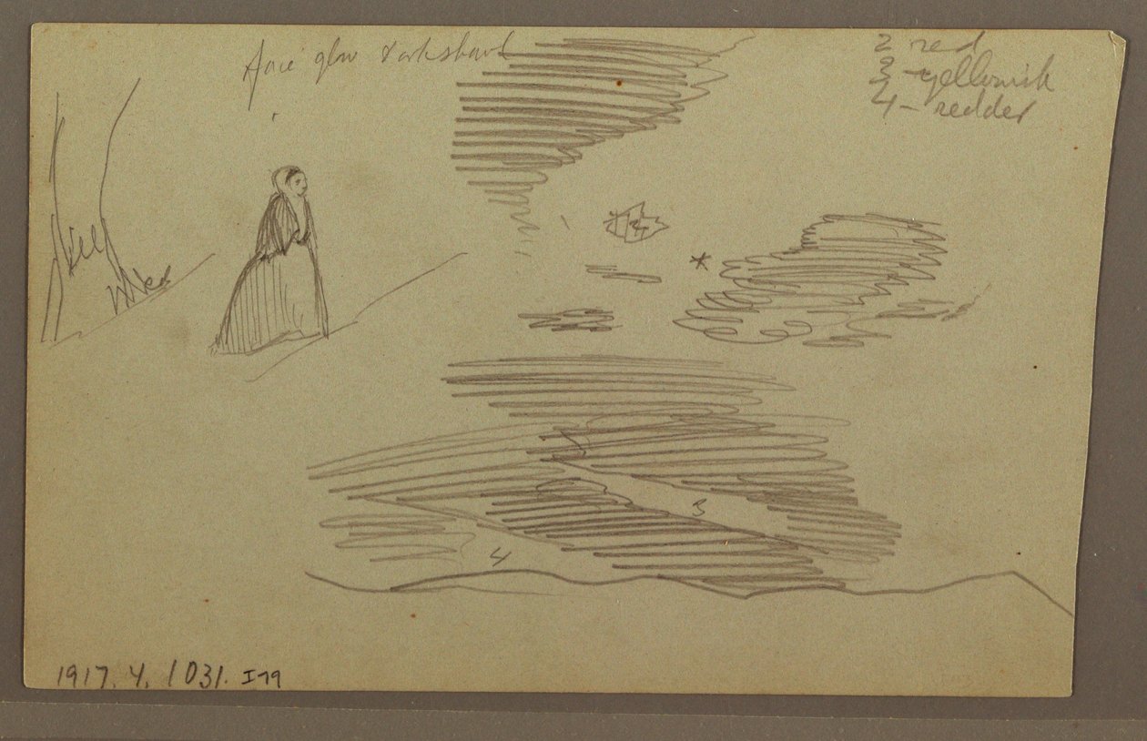 Tekening, Bewolkte lucht, mogelijk jaren 1860 door Frederic Edwin Church