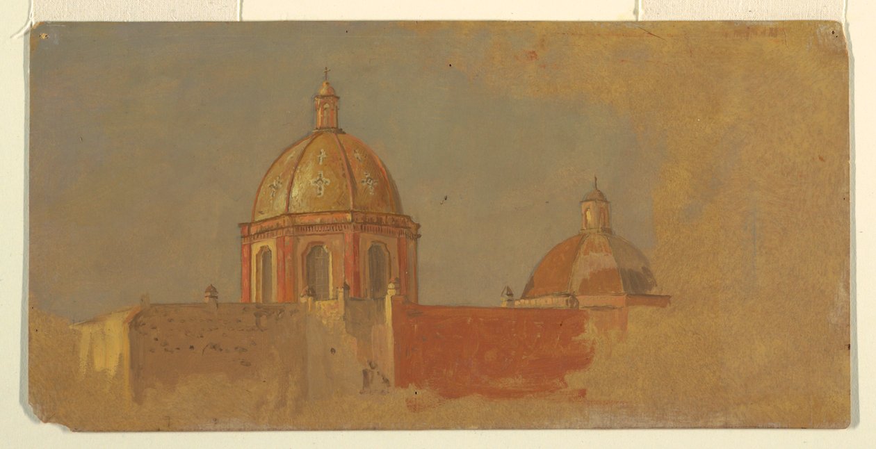 Tekening, Colombia of Ecuador, kerkdaken, 1853 of 1857 door Frederic Edwin Church