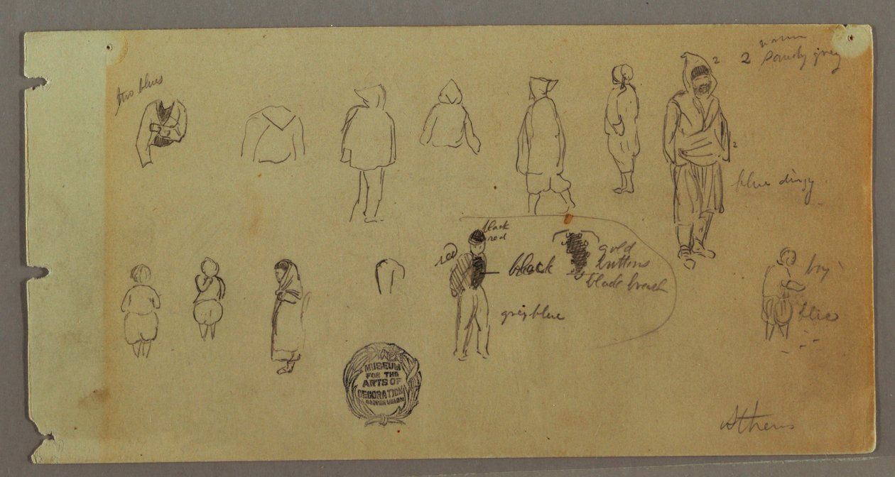 Tekening, kostuum- en figuurschetsen, mogelijk 1869 door Frederic Edwin Church