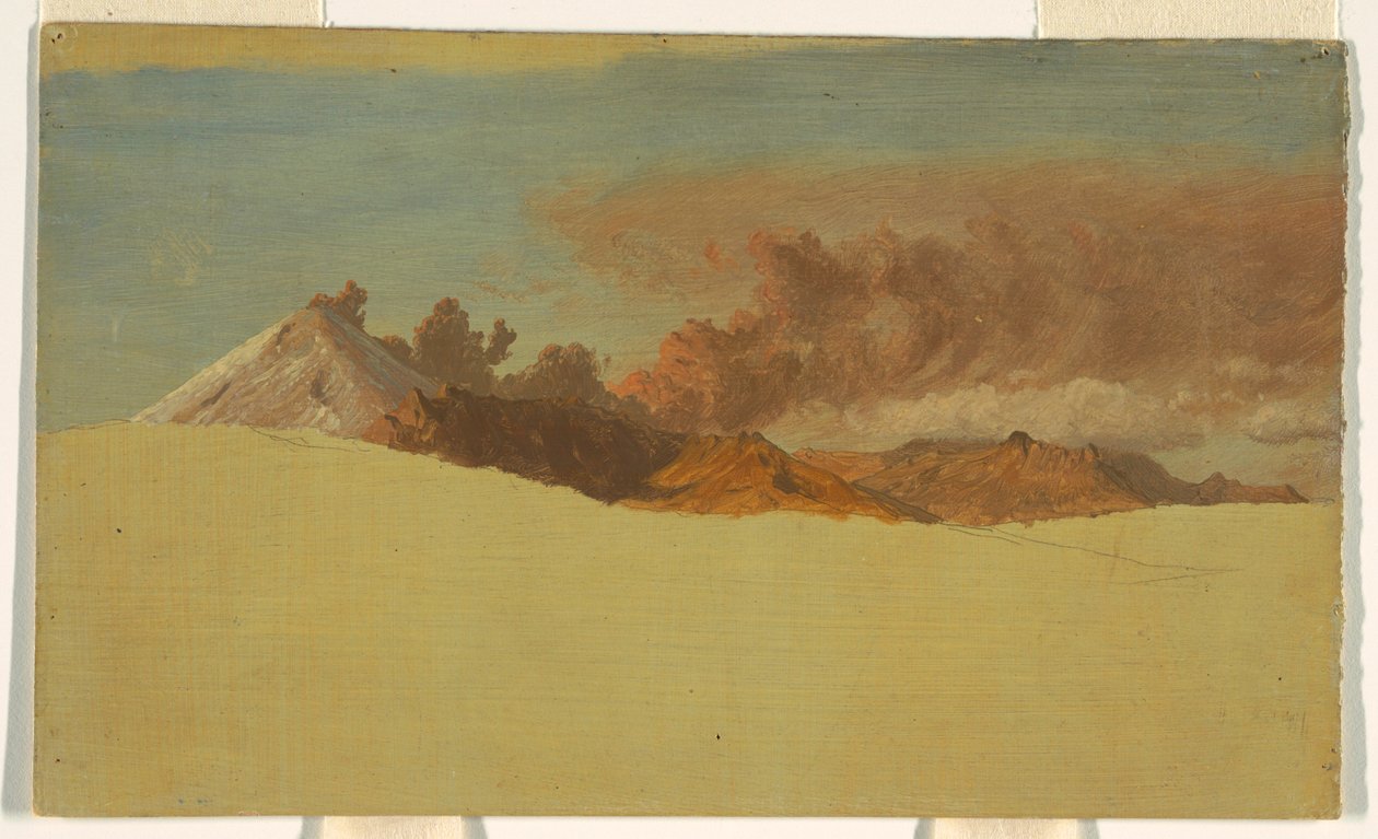 Tekening, Cotopaxi gezien vanuit Ambato, Ecuador, 1853 door Frederic Edwin Church