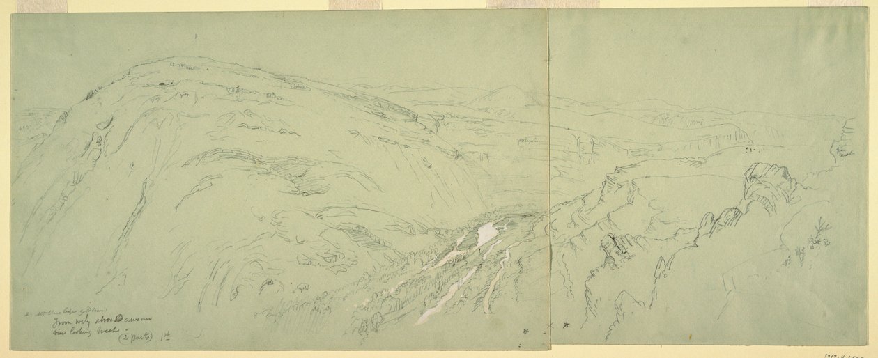 Tekening, Ver uitzicht op Damascus, Syrië, 1868 door Frederic Edwin Church