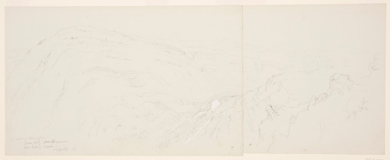 Tekening, ver uitzicht op Damascus, Syrië, 7 mei 1868 door Frederic Edwin Church